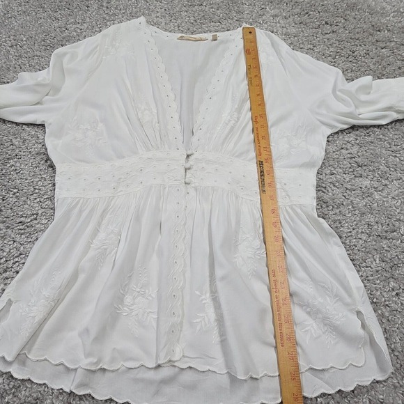 Soft Surroundings Shirt Womens Large Icon Melissani Tunic Top Scallop Hem Eyelet - Picture 11 of 13